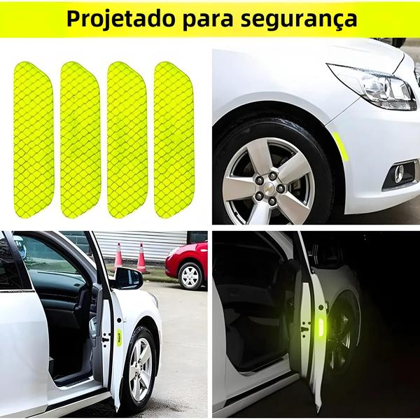 Imagem de Decalque Refletivo de Segurança para Porta de Carro - 4 Peças