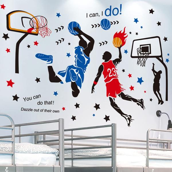 Imagem de Decalques de Parede 3D de Basquete KeLay Fs - Adesivos para Quarto Infantil