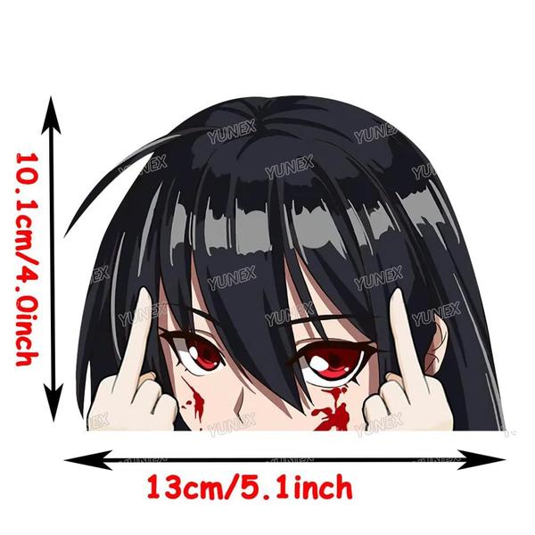 Imagem de Decalques para carros YUNEX Anime Akame Peeking Adesivos de vinil de 5,1 polegadas