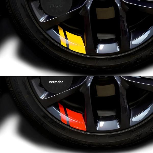 Imagem de Decalques Refletivos Vermelhos para Rodas de Carro - 6/4 Peças - Aplicação Fácil