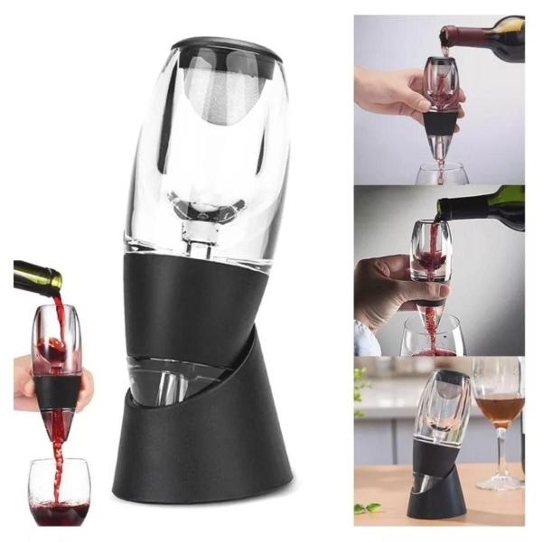 Imagem de Decantador Aerador Vinho Acrílico Instantâneo Moderno Gourmet Degustação Adega Decanter Portátil