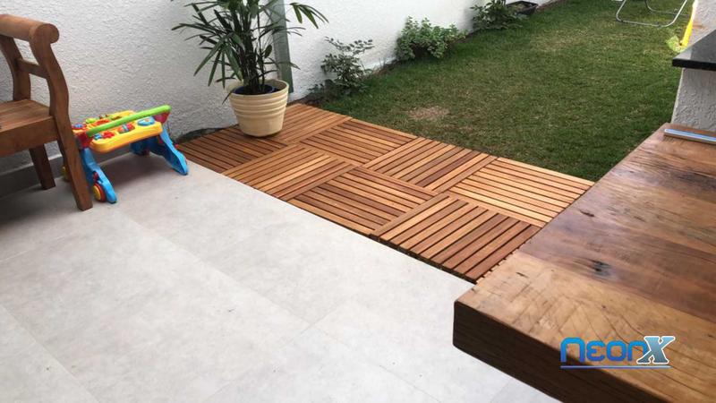 Imagem de Deck De Madeira Modular 100x100 cm Réguas 4 cm Neonx