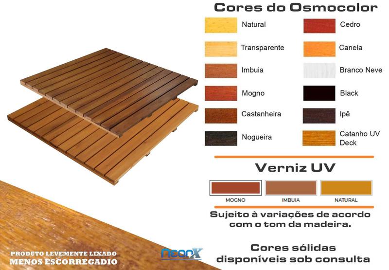 Imagem de Deck De Madeira Modular 100x100 cm Réguas 7 cm Neonx Com Pintura