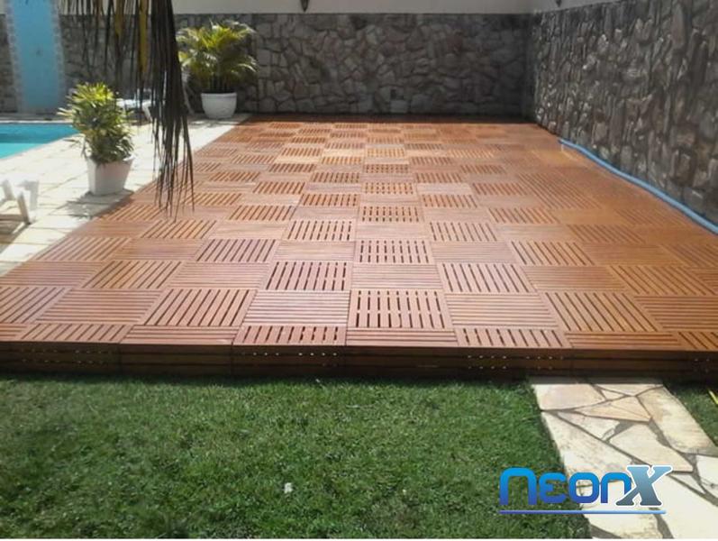 Imagem de Deck De Madeira Modular 100x100 cm Réguas 7 cm Neonx