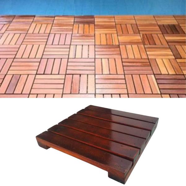 Imagem de Deck Mini de Madeira Multiuso Placa Modular Jardim Varanda Banheiro