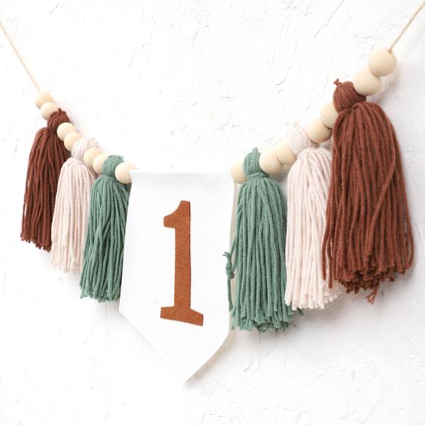 Imagem de Decoração de aniversário Yarn Tassel Garland Banner Wild One