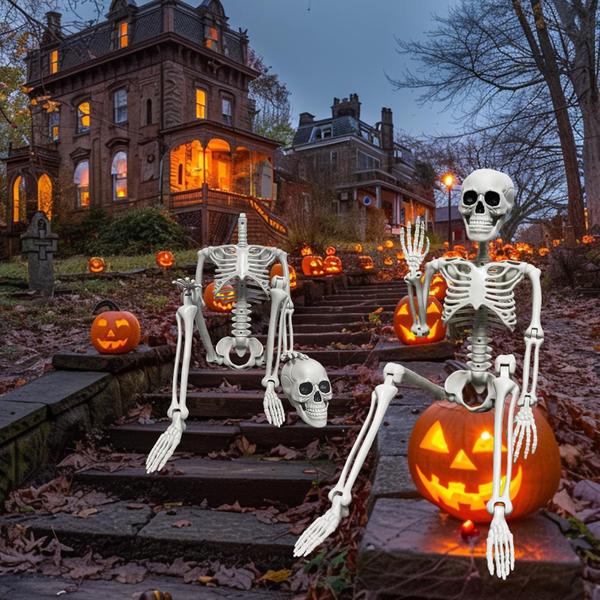 Imagem de Decoração de esqueleto de Halloween Lushiquea 90 cm com juntas móveis