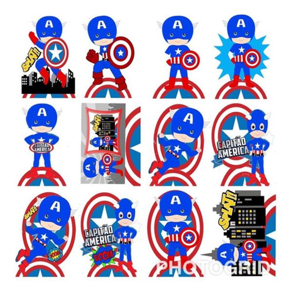 Imagem de Decoração De Festa Capitão America Cute- 10 Displays De 20cm