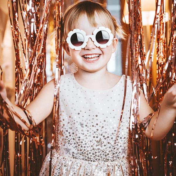 Imagem de Decoração de festa, pacote com 2 cortinas de alumínio de fundo em ouro rosa, 1 x 2 m