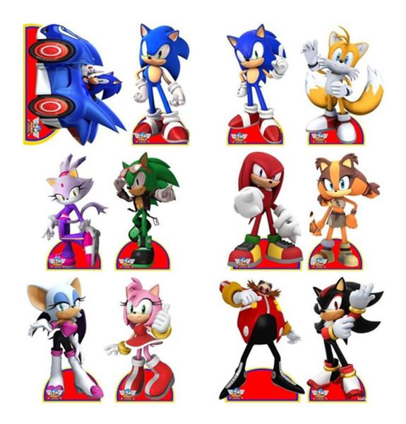 Imagem de Decoração De Festa Sonic - 12 Displays De 20cm Totens