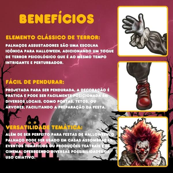 Decoração de Halloween Palhaço para Pendurar - Regina Imagem de Decoração de Halloween Palhaço para Pendurar