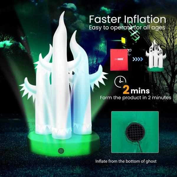 Imagem de Decoração de jardim inflável VIVOHOME Halloween Ghost Family 3 3m