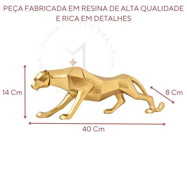 Imagem de Decoração de Mesa para Sala Rack - 40 Cm - Pantera Dourada em Resina