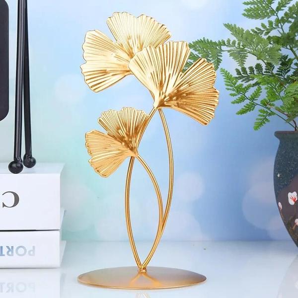 Imagem de Decoração de Ouro Ginkgo Folha de Ferro - Artesanato Moderno para Sala de Estar e Armário de Vinho