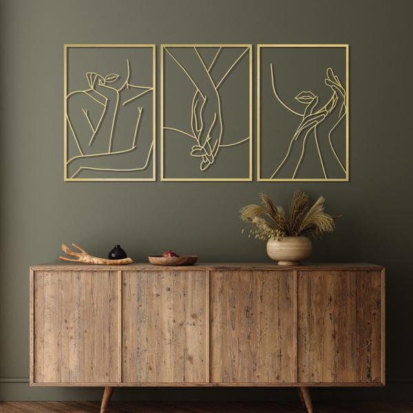 Imagem de Decoração de parede Vivegate Gold Minimalist Feminine Body, 3 pacotes