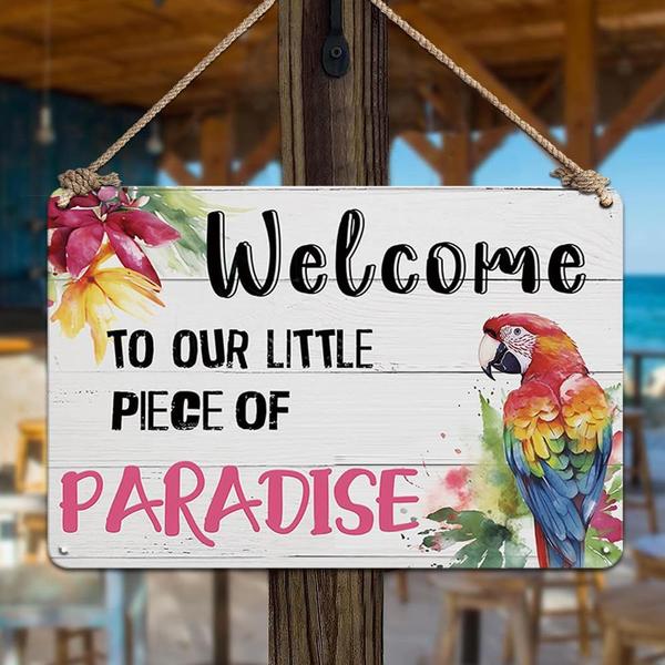 Imagem de Decoração de pátio YOYI ART Tiki Bar Sign Bem-vindo ao nosso pequeno paraíso