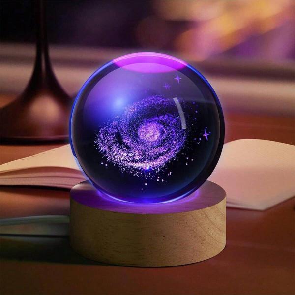 Imagem de Decoração Enfeite Luminária Esfera Bola De Cristal Mesa Decorativa Luz 3d