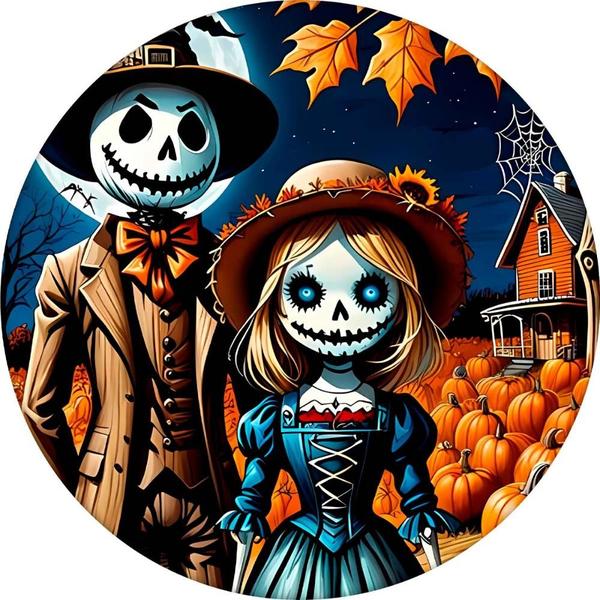 Imagem de Decoração Festa Halloween Cutie Painel Redondo Sublimado Grande em Tecido Premium Veste Fácil 150 cm