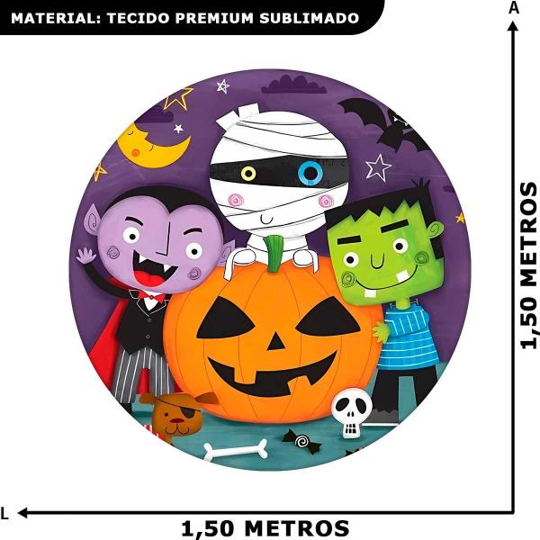 Imagem de Decoração Festa Halloween Cutie Painel Redondo Sublimado Grande em Tecido Premium Veste Fácil 150 cm