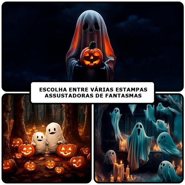 Imagem de Decoração Festa Halloween Painel Redondo Sublimado com Fantasmas Grande 1,50 cm + Suporte