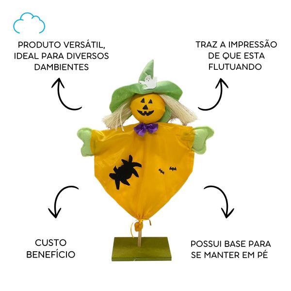 Imagem de Decoração halloween bonecos bruxa fantasma abóbora enfeite de mesa