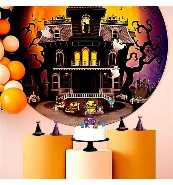 Imagem de Decoração Halloween Caixa Surpresa 3D Caveira Abóbora Chapéu de Bruxa ou Caixão