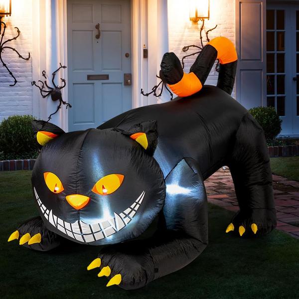 Imagem de Decoração inflável de Halloween GOOSH Black Cat 1,8 m com LED