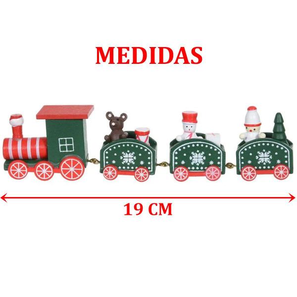 Imagem de Decoração Locomotiva Trem Verde Enfeite Natal Madeira 19cm