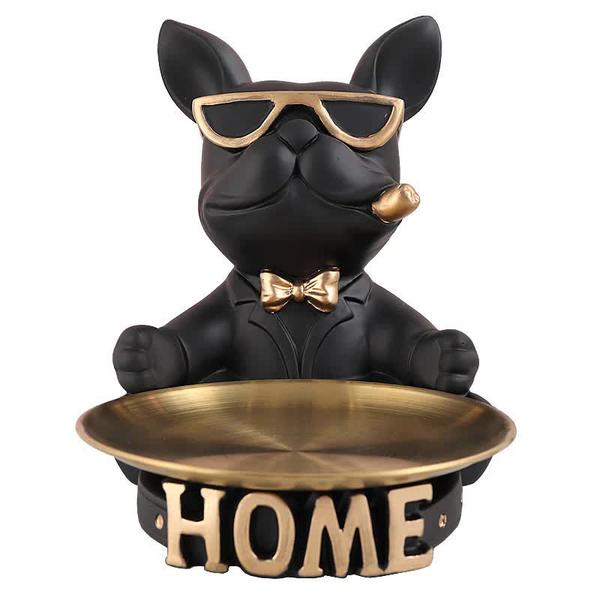 Imagem de Decoração Mesa Estátua Sala Escritório Bulldog Prato Home M9