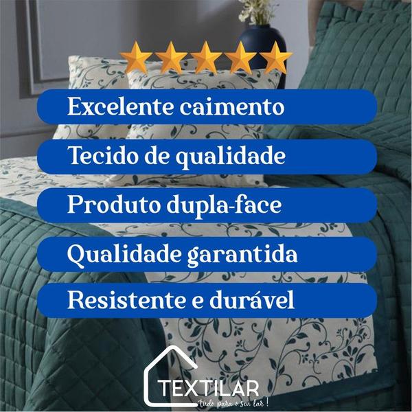 Imagem de Decoração Quarto Elegante Cobre Leito + Peseira + Capa de Almofada Cama King 06 Peças.