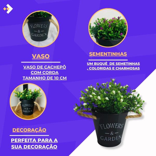 Imagem de Decoração Vaso Cachepô Flowers Garden e Arranjo Flores