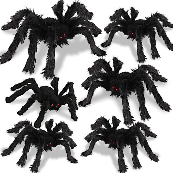 Imagem de Decorações de aranha de Halloween Aitey Realistic Hairy Scary 6 unidades