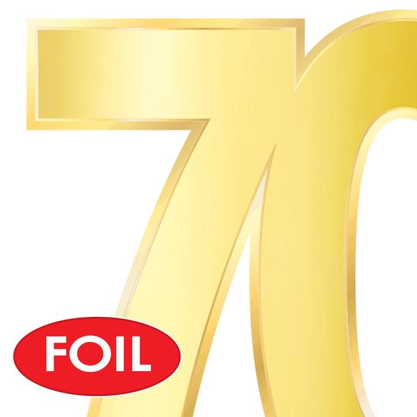 Imagem de Decorações de festa Beistle Gold Cardstock Feliz 70º aniversário