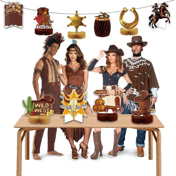 Imagem de Decorações de festa Bluegogo Western Cowboy Centerpieces x10