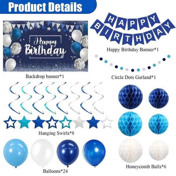 Imagem de Decorações de festa HEWUAUL Blue Happy Birthday, pacote 41