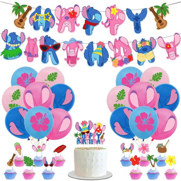 Imagem de Decorações de festa OUSHISS Stitch Birthday com faixas e baile