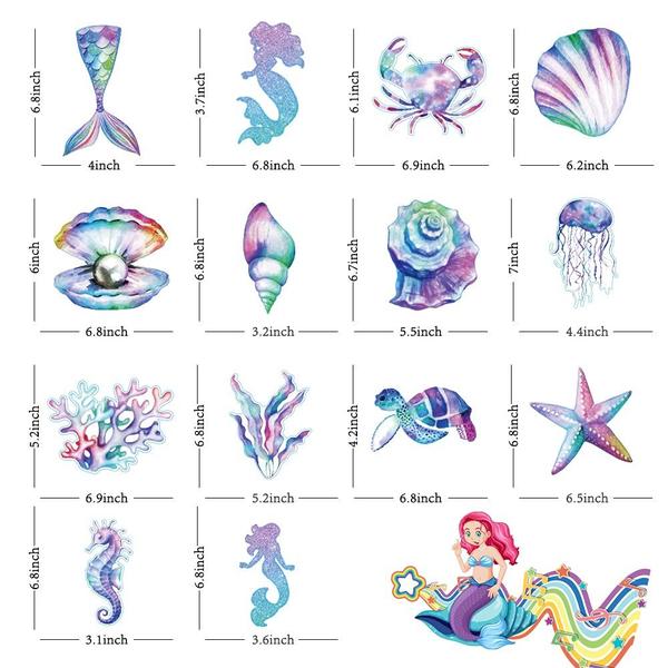 Imagem de Decorações de festa PERFQU Mermaid Hanging Swirl 30 unidades