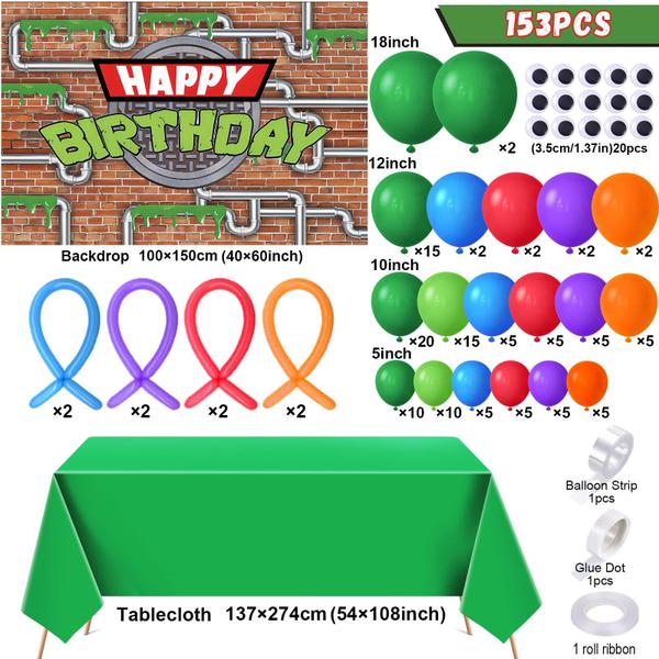 Imagem de Decorações de festa SNLN Turtle Birthday 153 unidades para crianças e adolescentes