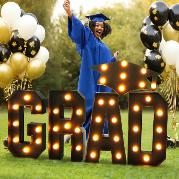 Imagem de Decorações de formatura ZPISF 70 cm grandes, pré-cortadas, letras de letreiro GRAD