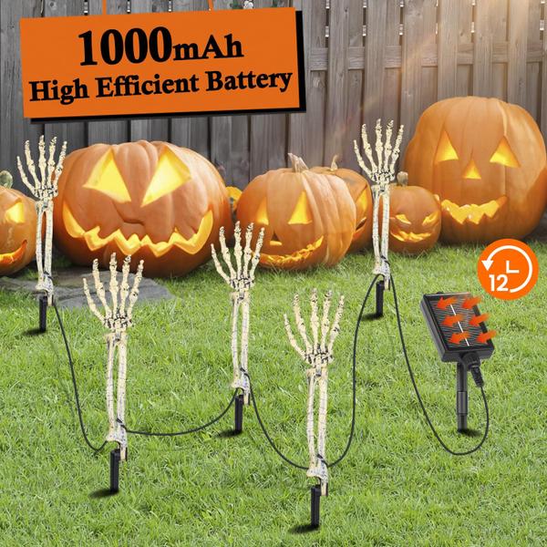 Imagem de Decorações de Halloween ao ar livre com iluminação solar para braços esqueléticos