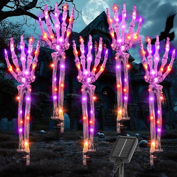 Imagem de Decorações de Halloween ao ar livre com iluminação solar para braços esqueléticos