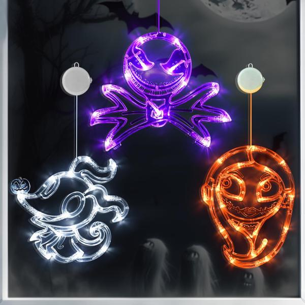 Imagem de Decorações de Halloween CHRISTALBILLIANCE, pacote com 3 luzes de janela