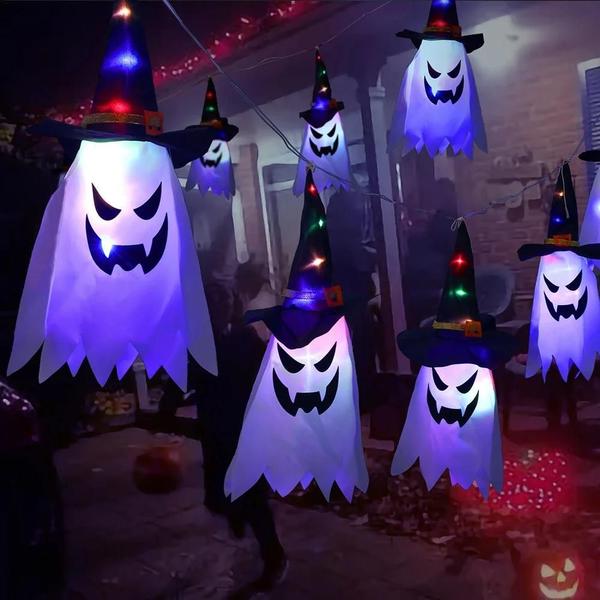 Imagem de Decorações de Halloween com LED - Fantasmas Criativos para Pendurar - Crie uma Atmosfera Assustadora