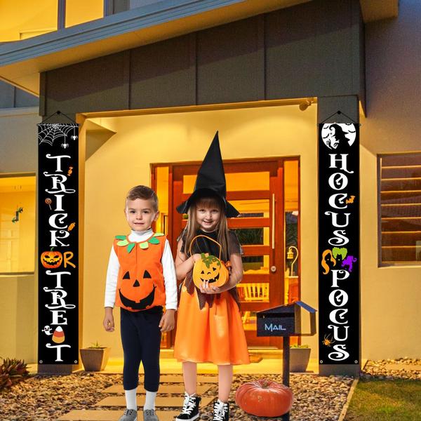 Imagem de Decorações de Halloween e banners de portas OLANRUN 180 cm Trick or Treat