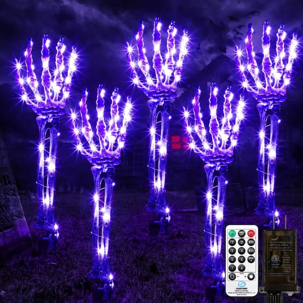 Imagem de Decorações de Halloween Outdoor Skeleton Arm Stakes, pacote com 5