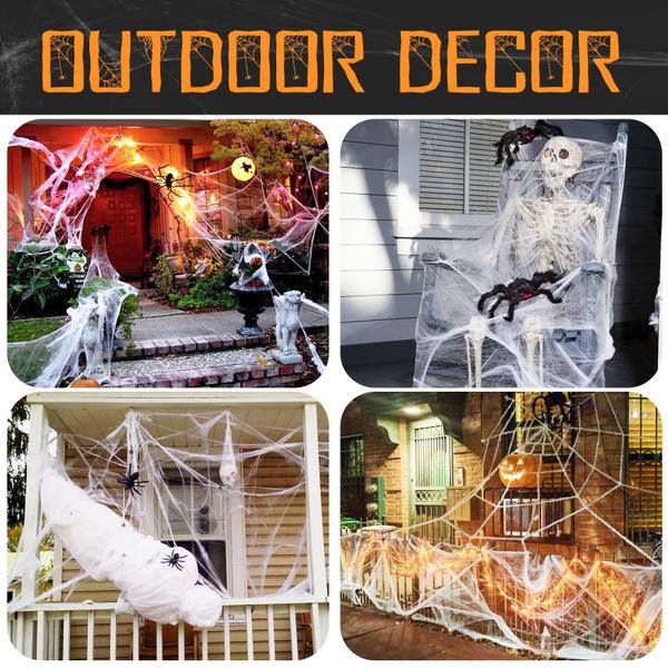 Imagem de Decorações de Halloween Spider Webs Midsea 600m² com 20 aranhas