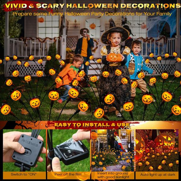 Imagem de Decorações de Halloween Weepong Solar Lights 24 LED Pumpkin