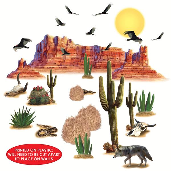 Imagem de Decorações de parede Beistle Wild West Desert 58 peças