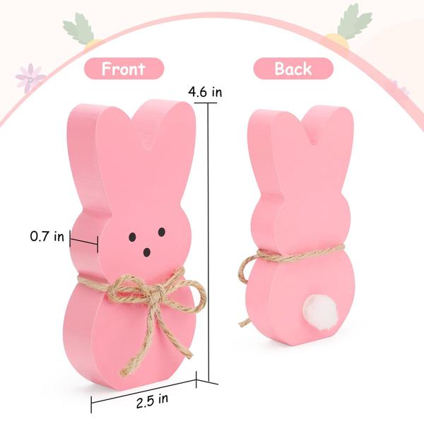 Imagem de Decorações de Páscoa AKEROCK Wooden Peeps Bunny 6 peças para casa