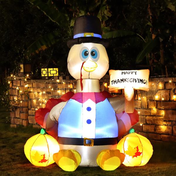 Imagem de Decorações infláveis yosager Thanksgiving 6FT Lighted Turk